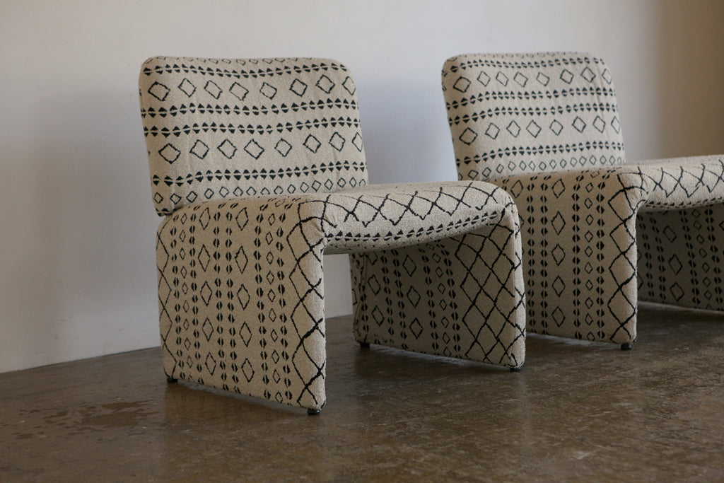 Pair of 1960's Italian Lounge Chairs With Woven Upholstery
