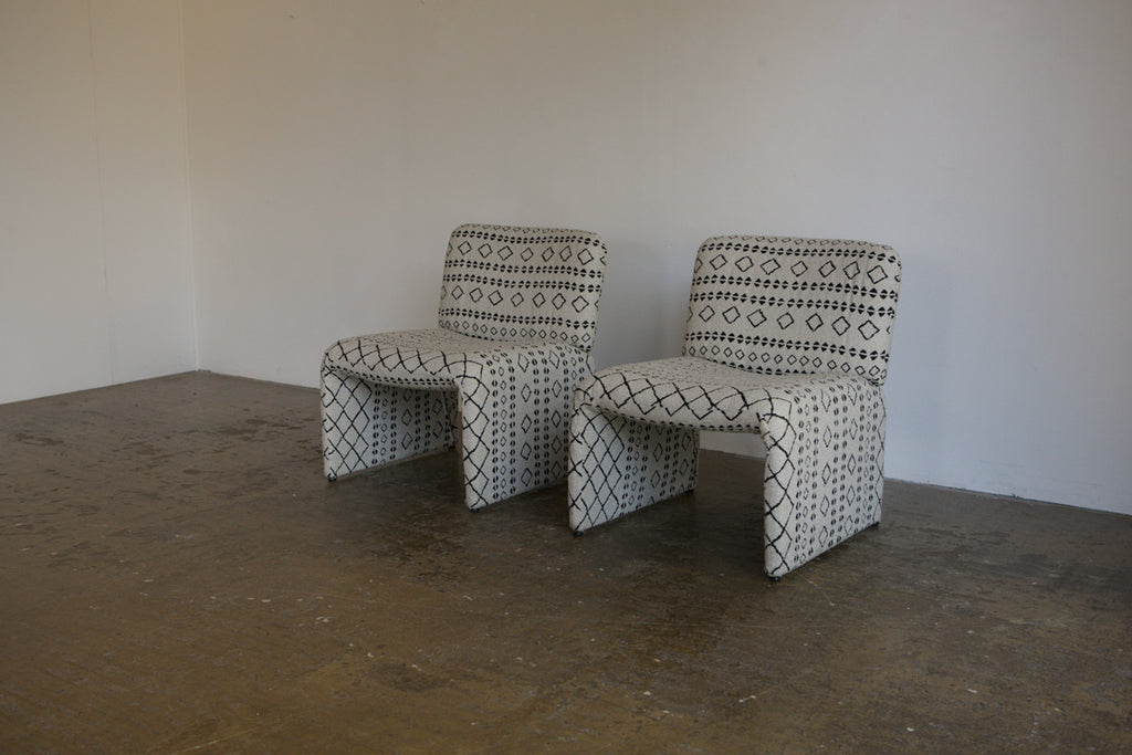 Pair of 1960's Italian Lounge Chairs With Woven Upholstery