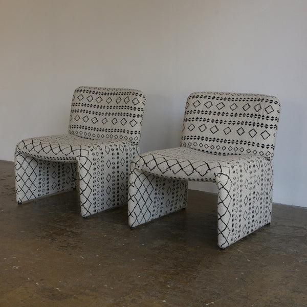 Pair of 1960's Italian Lounge Chairs With Woven Upholstery