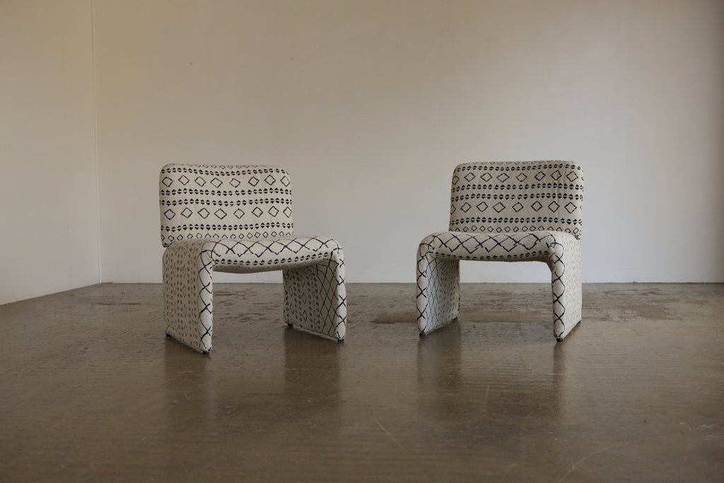 Pair of 1960's Italian Lounge Chairs With Woven Upholstery