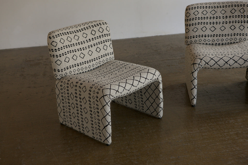 Pair of 1960's Italian Lounge Chairs With Woven Upholstery