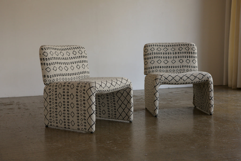 Pair of 1960's Italian Lounge Chairs With Woven Upholstery