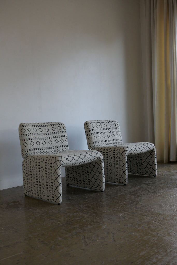 Pair of 1960's Italian Lounge Chairs With Woven Upholstery