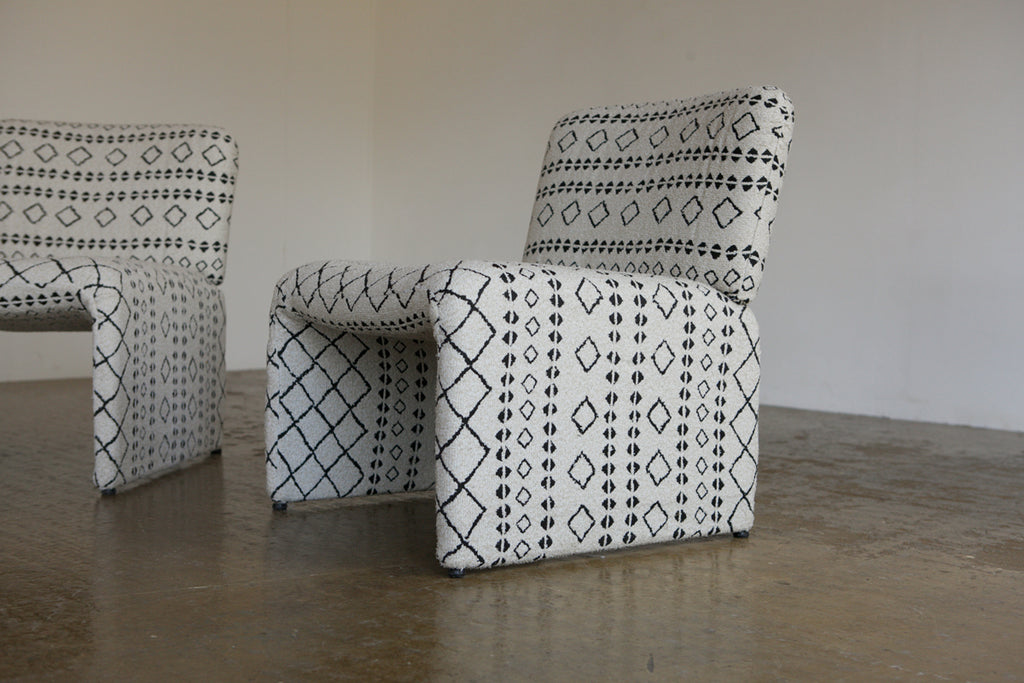 Pair of 1960's Italian Lounge Chairs With Woven Upholstery