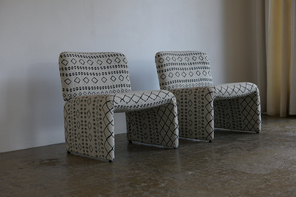 Pair of 1960's Italian Lounge Chairs With Woven Upholstery