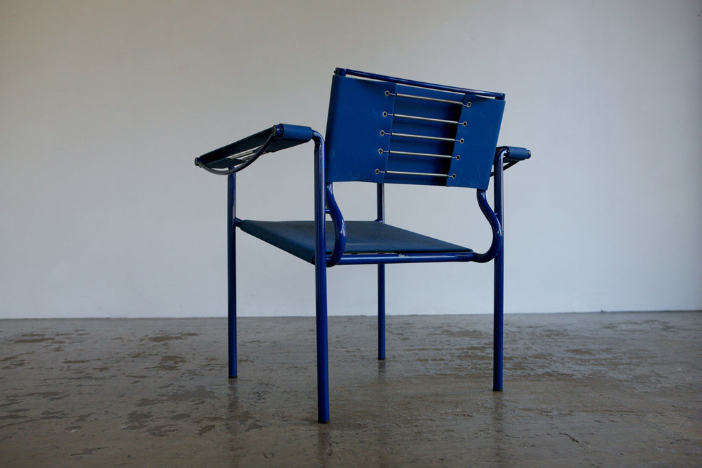 Pair of Blue Spaghetti chairs by Giandomenico Belotti for Alias