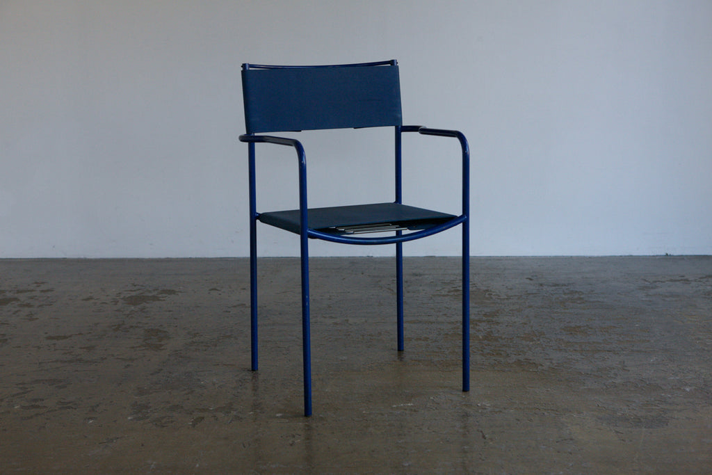 Set of 4 Blue Spaghetti dining chairs by Giandomenico Belotti for Alias