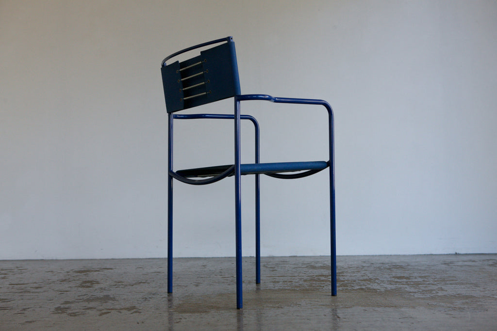 Set of 4 Blue Spaghetti dining chairs by Giandomenico Belotti for Alias