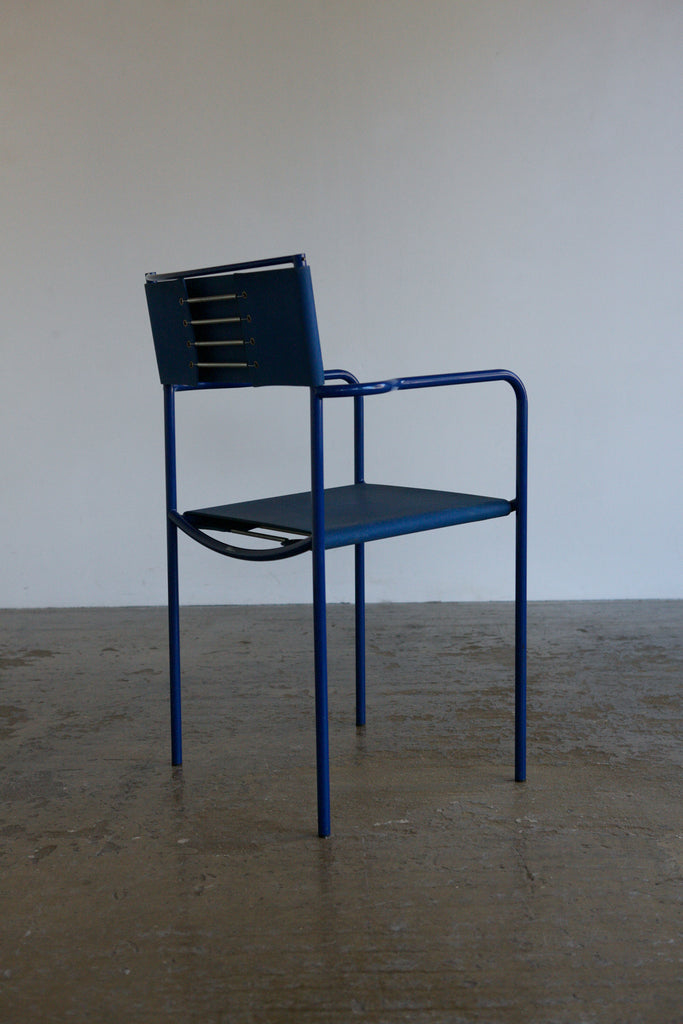 Set of 4 Blue Spaghetti dining chairs by Giandomenico Belotti for Alias