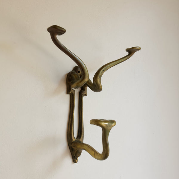 Jugendstil Brass Coat Hooks