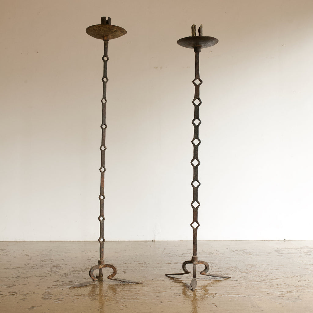 Pair of Metal Standing Candelabras