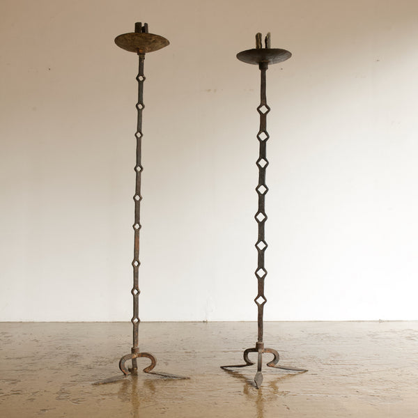 Pair of Metal Standing Candelabras