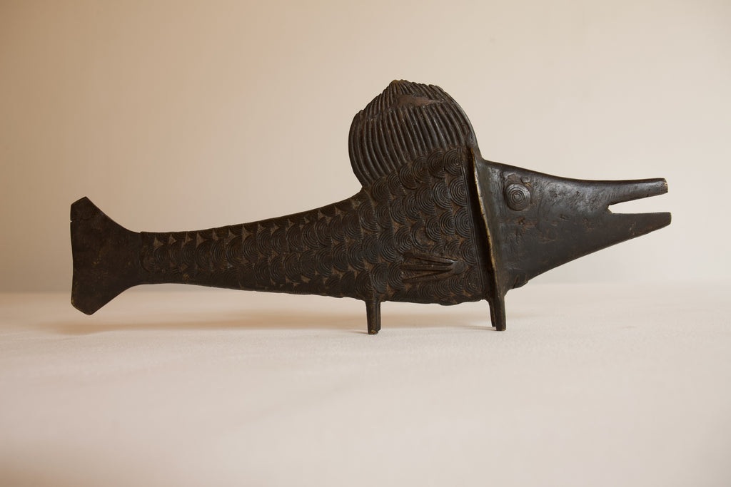 West African Bronze Fish Sculpture