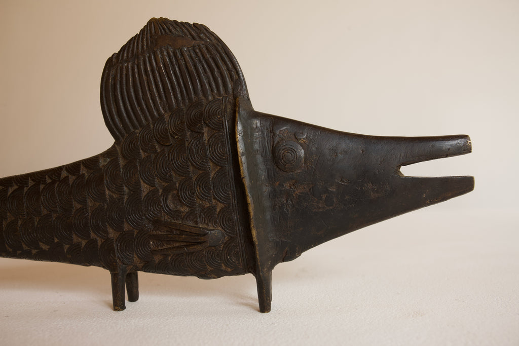 West African Bronze Fish Sculpture