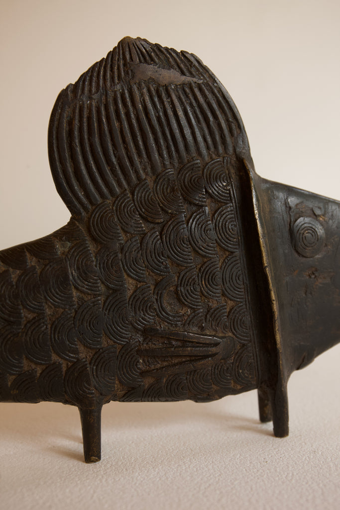 West African Bronze Fish Sculpture
