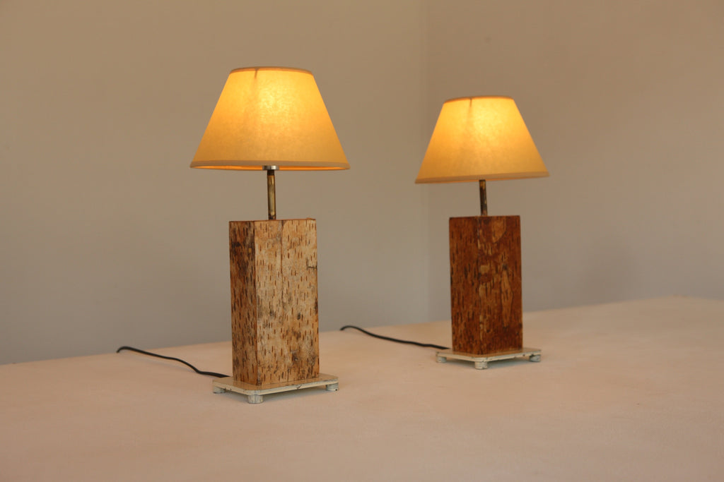 Pair of Paper Bark Table Lamps