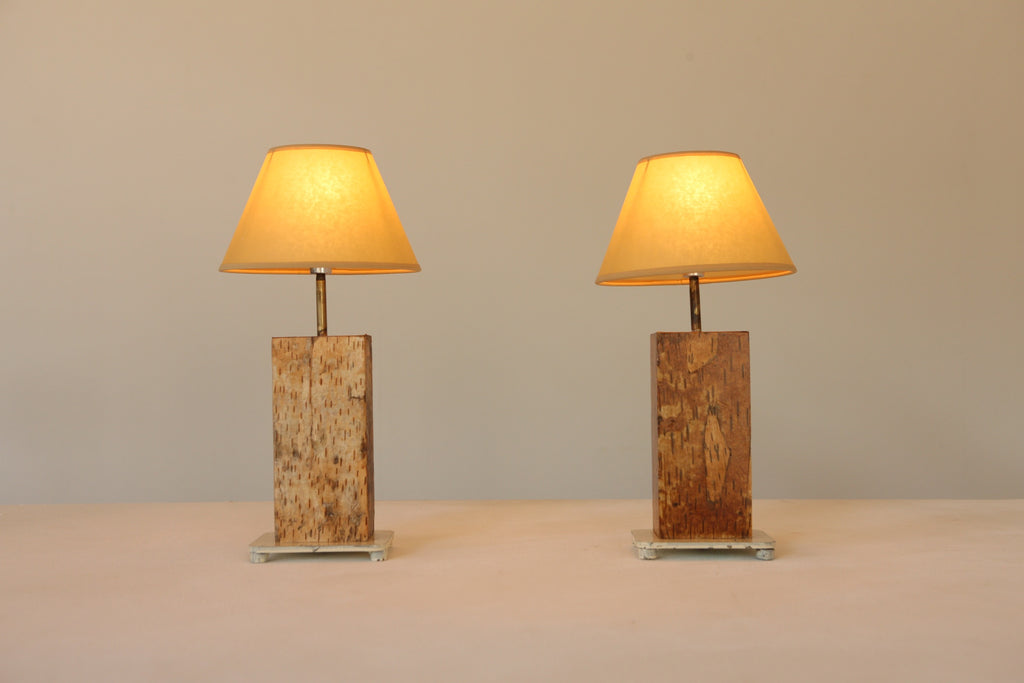 Pair of Paper Bark Table Lamps