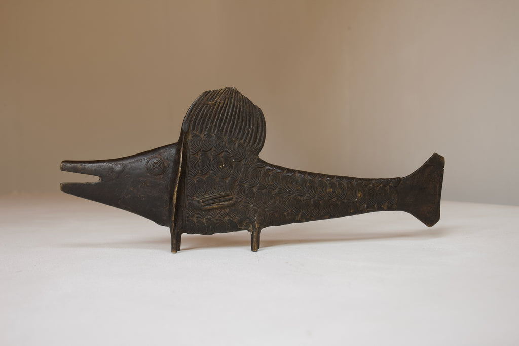 West African Bronze Fish Sculpture