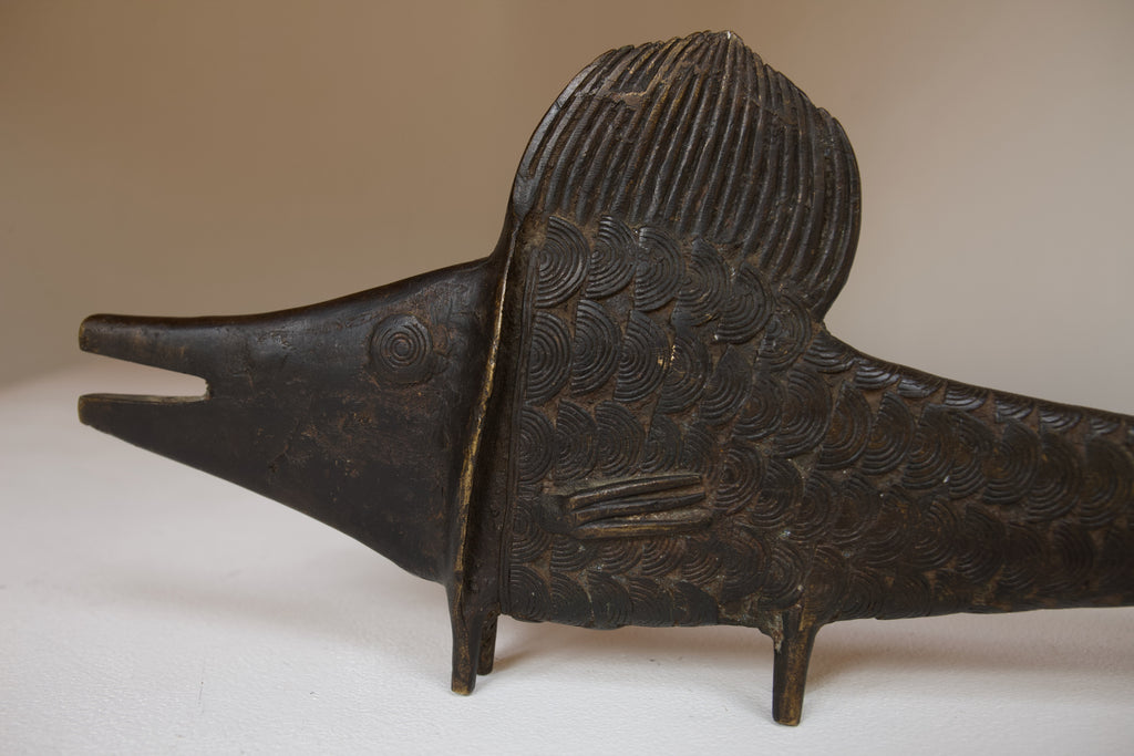 West African Bronze Fish Sculpture
