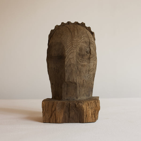 Brutalist Carved Wooden Head