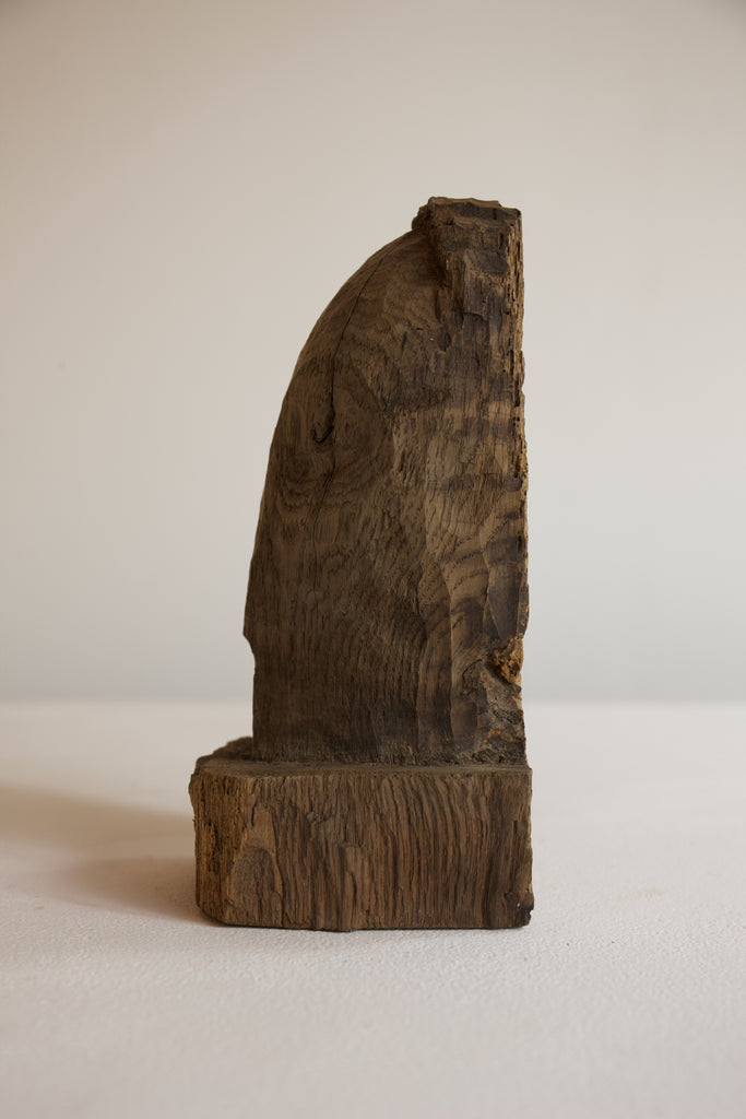 Brutalist Carved Wooden Head