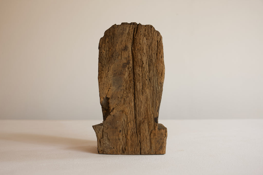 Brutalist Carved Wooden Head