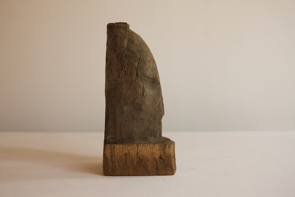 Brutalist Carved Wooden Head