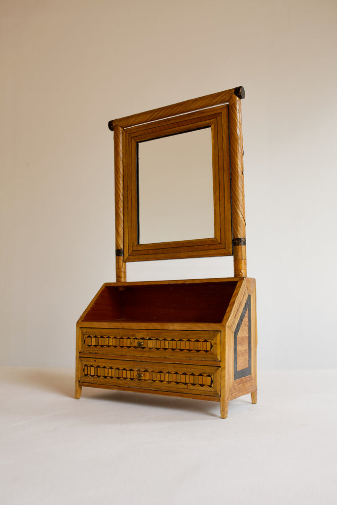 Straw Marquetry Vanity Mirror