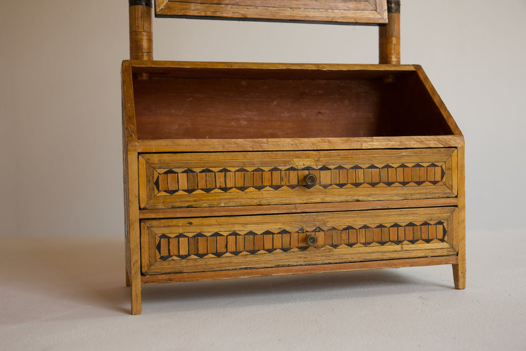 Straw Marquetry Vanity Mirror