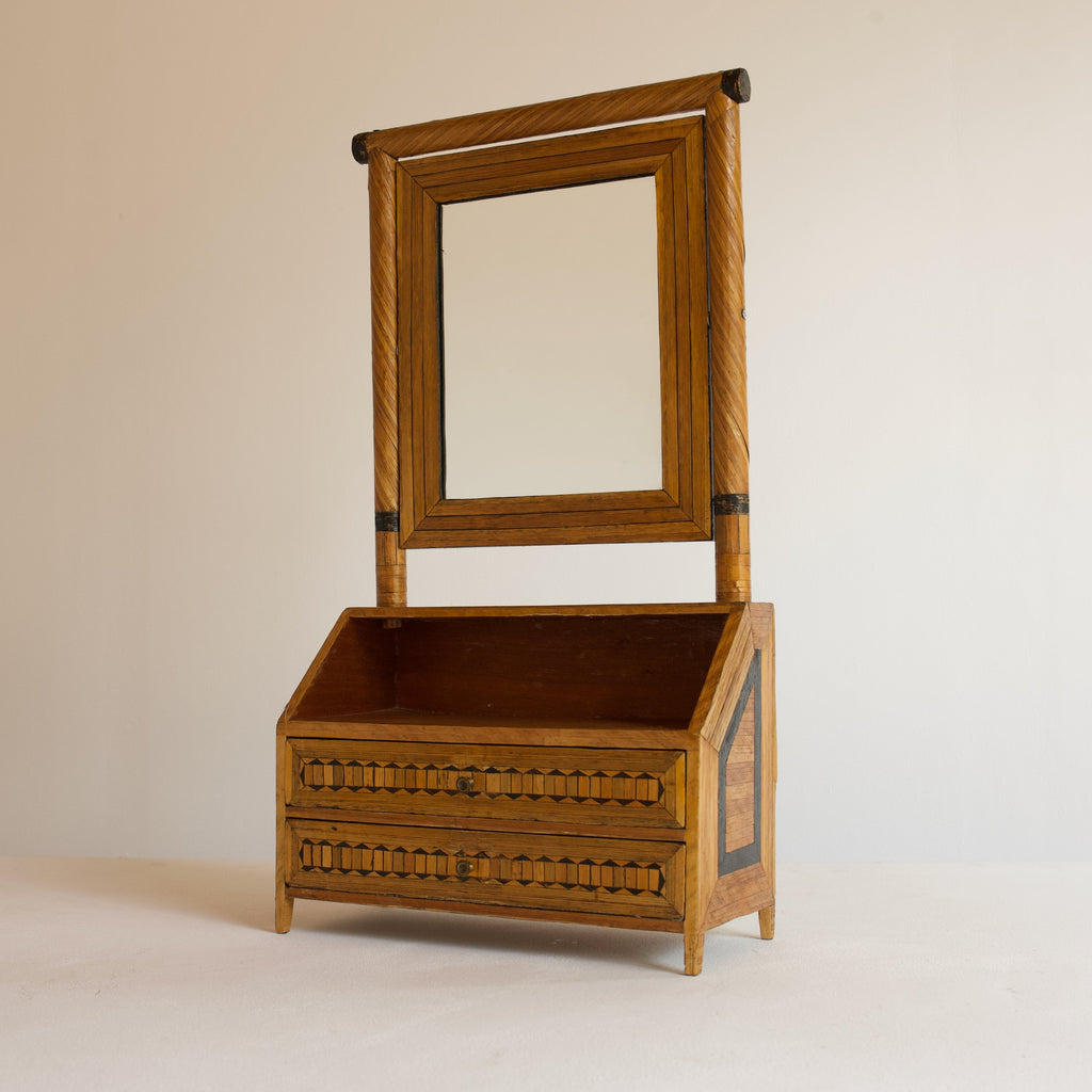 Straw Marquetry Vanity Mirror
