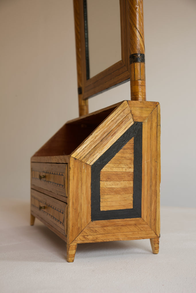 Straw Marquetry Vanity Mirror