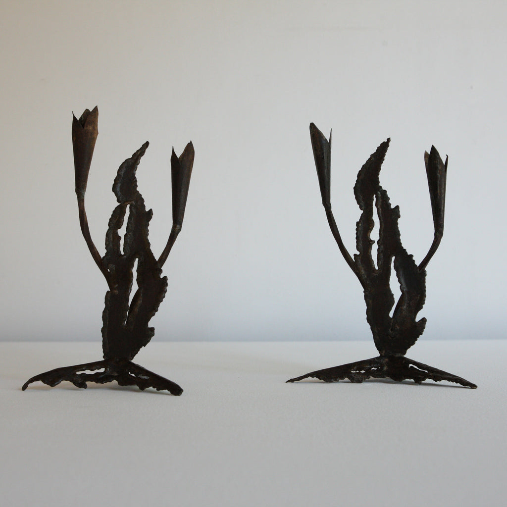 Pair of Metalwork Candlesticks