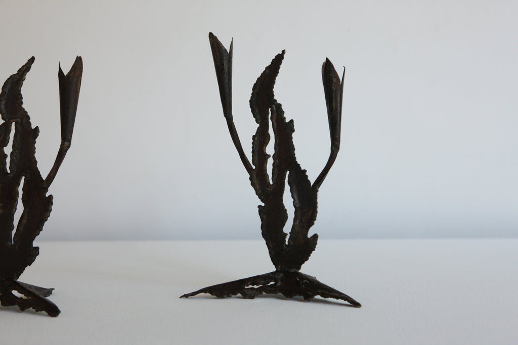 Pair of Metalwork Candlesticks