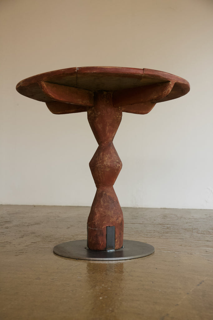 Red Sculptural Side Table