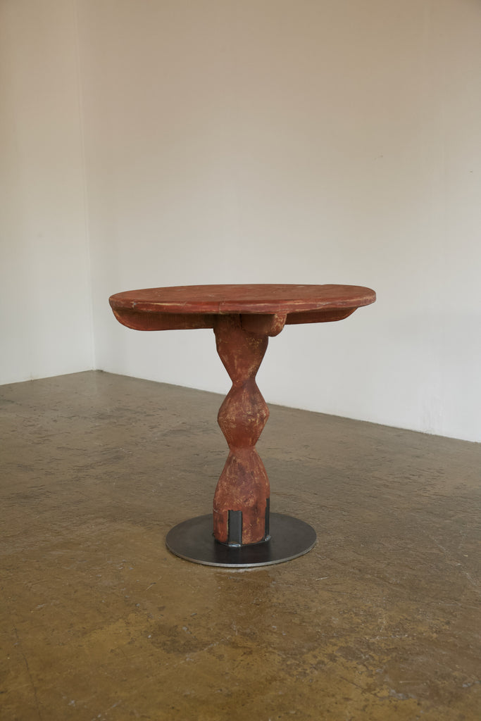 Red Sculptural Side Table