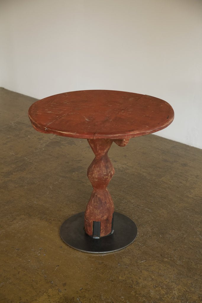 Red Sculptural Side Table