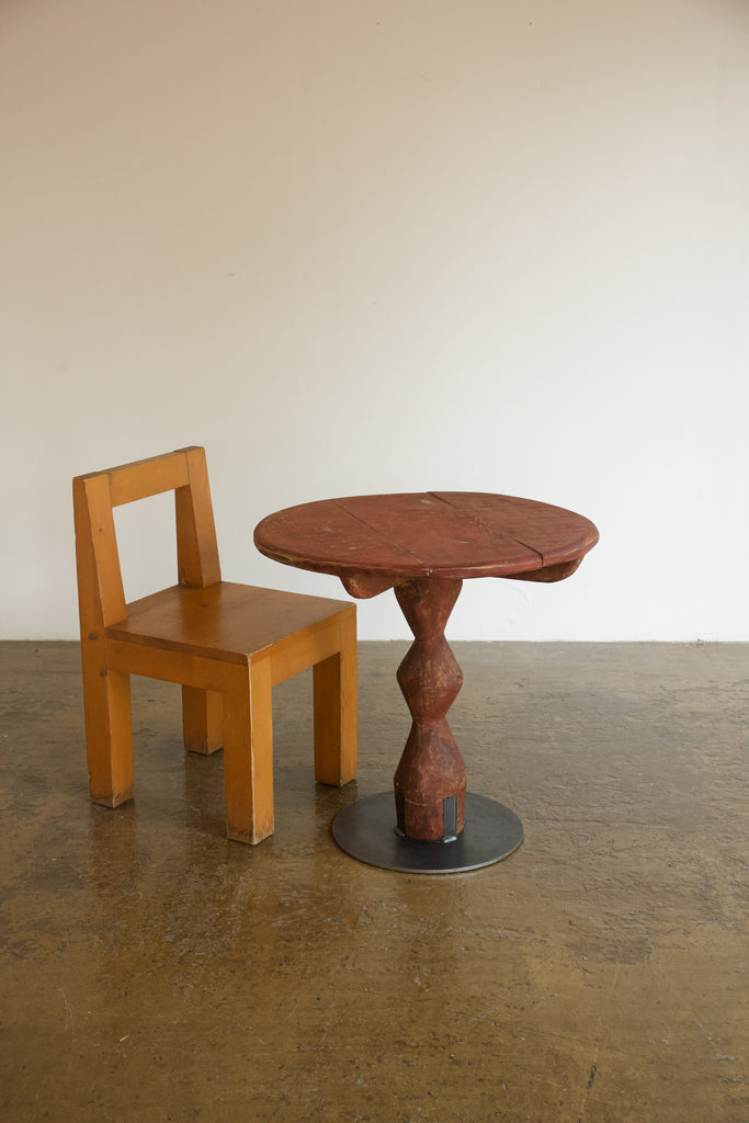 Red Sculptural Side Table