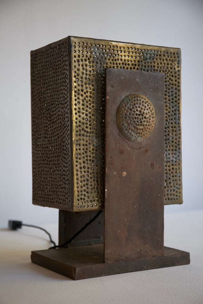 Brutalist Pierced Metal Table Lamp