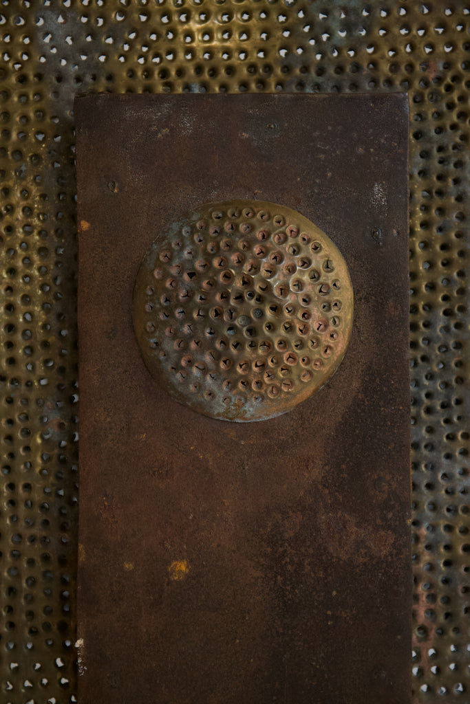 Brutalist Pierced Metal Table Lamp