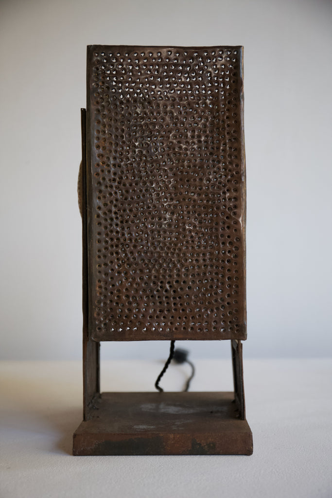 Brutalist Pierced Metal Table Lamp