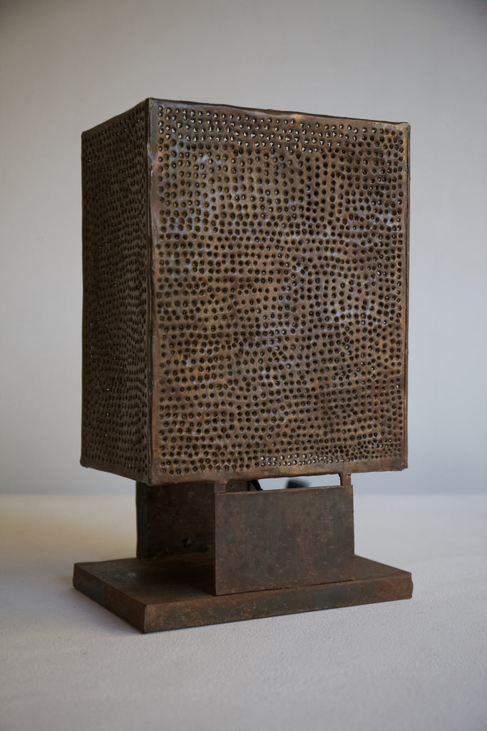 Brutalist Pierced Metal Table Lamp