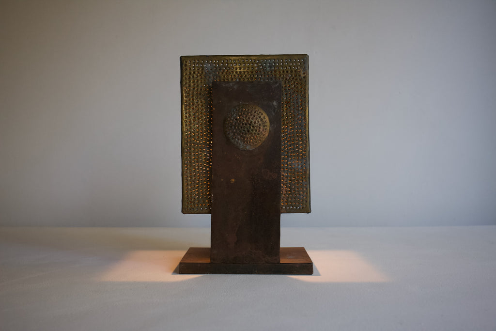 Brutalist Pierced Metal Table Lamp