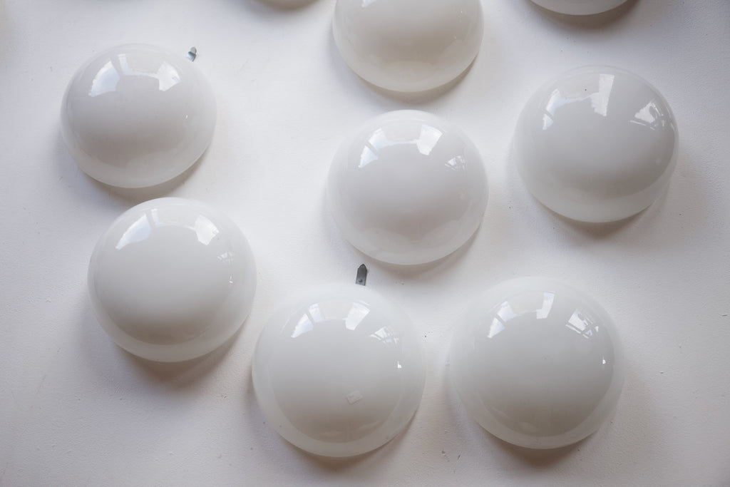 1960's Salvaged White Glass Wall Lights