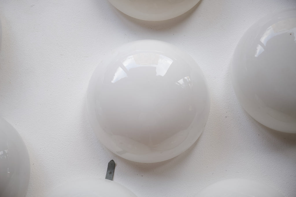 1960's Salvaged White Glass Wall Lights