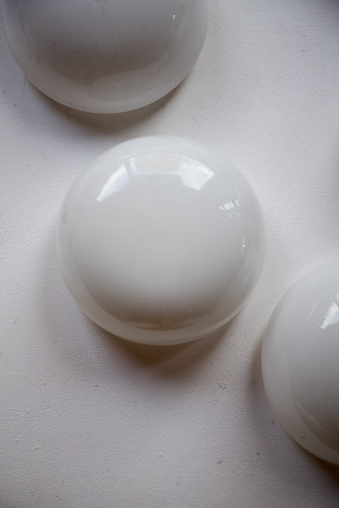 1960's Salvaged White Glass Wall Lights