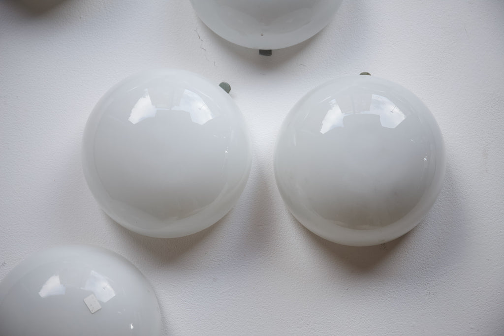 1960's Salvaged White Glass Wall Lights