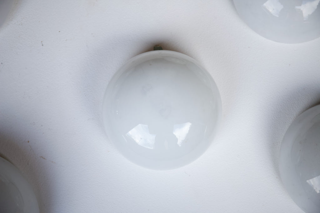 1960's Salvaged White Glass Wall Lights