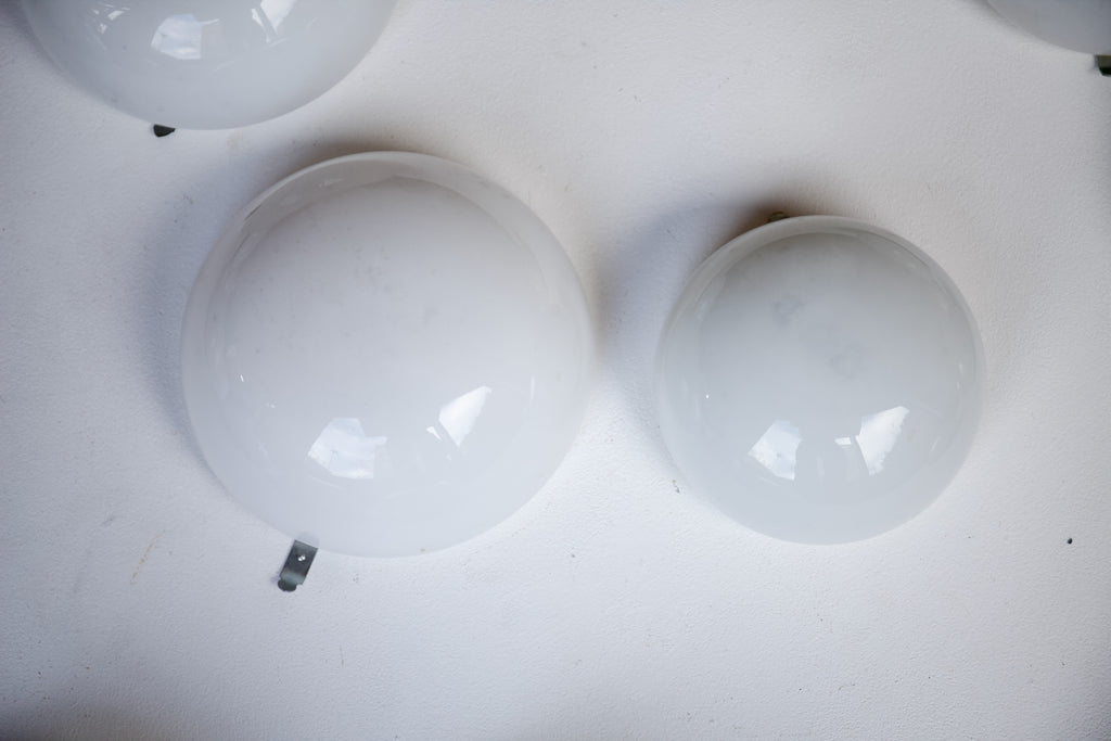 1960's Salvaged White Glass Wall Lights