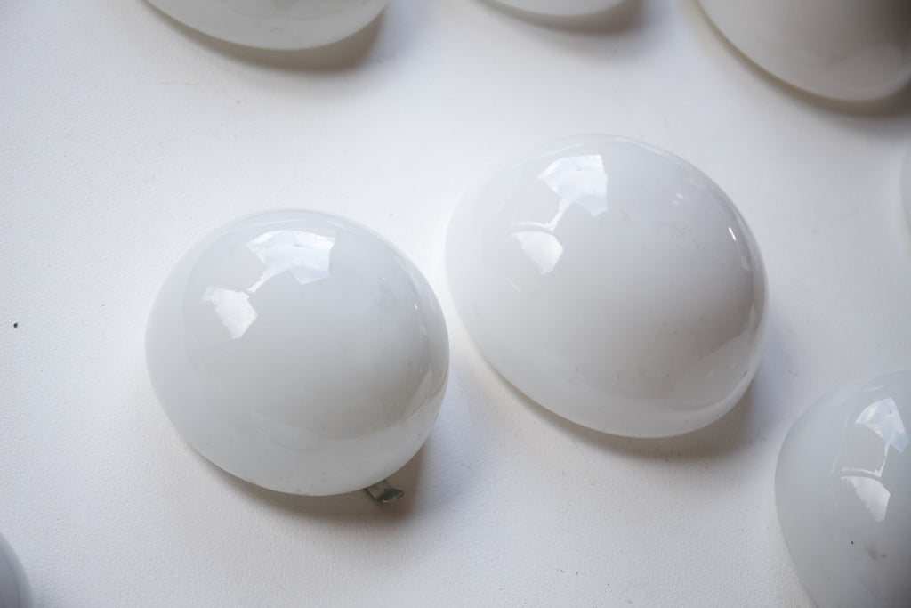 1960's Salvaged White Glass Wall Lights