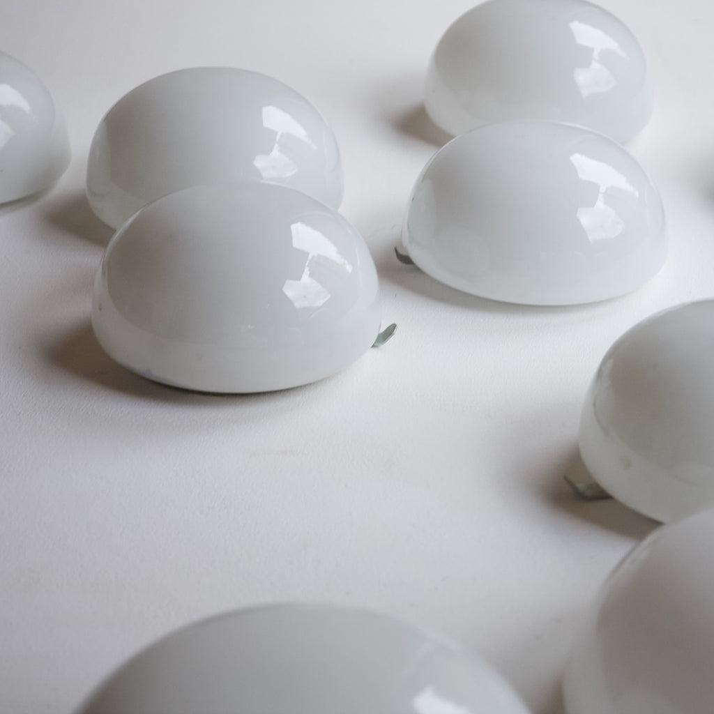 1960's Salvaged White Glass Wall Lights